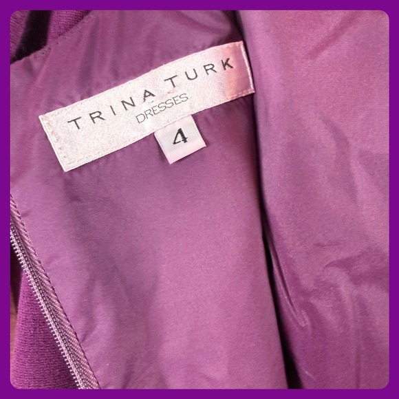 Trina Turk Women's Purple Sleeve Pleated Fit Flare Dress Work‎ Business - Picture 3 of 9